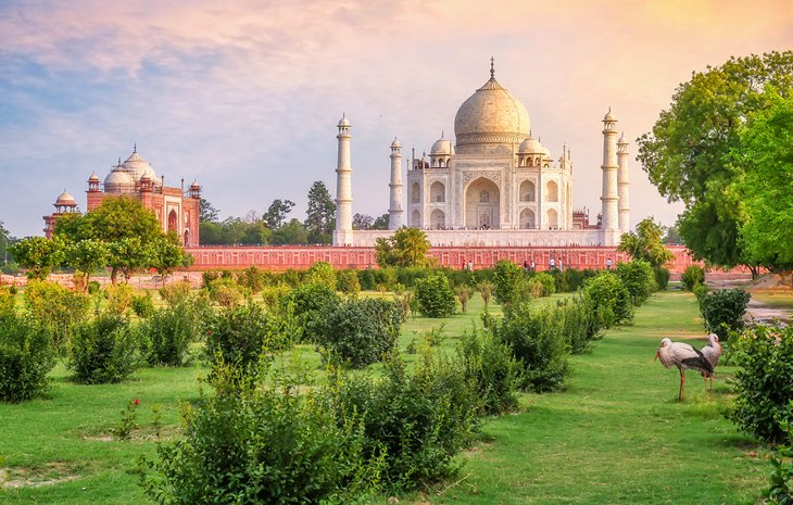 Mehtab Bagh gardens and the Taj Mahal