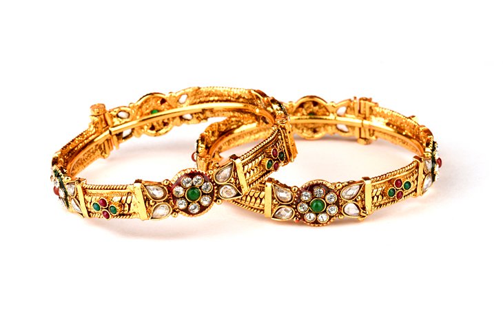 Indian bracelets with diamonds and jewels