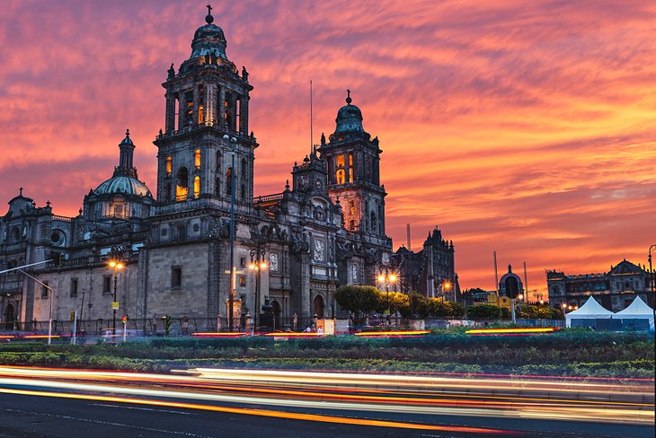 Sunrise over the Metropolitan Cathedral in Mexico City