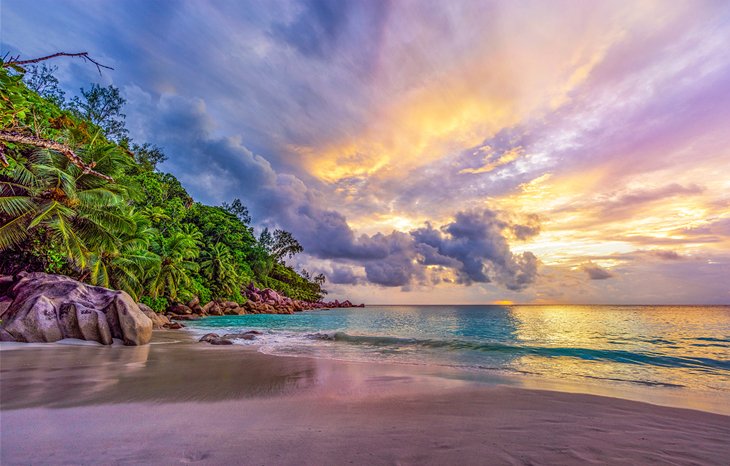Anse Georgette at sunset