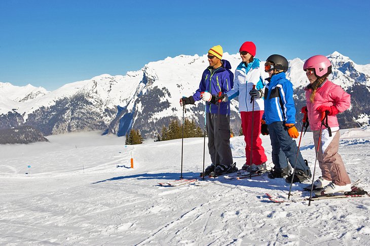A family skiing in France