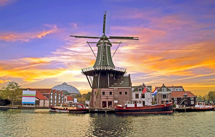 Windmill at sunset in Haarlem