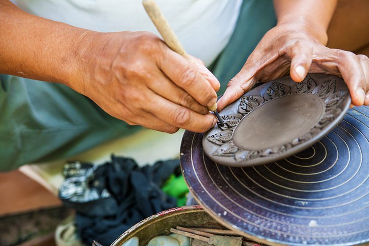 Hand-crafted pottery on Koh Kret