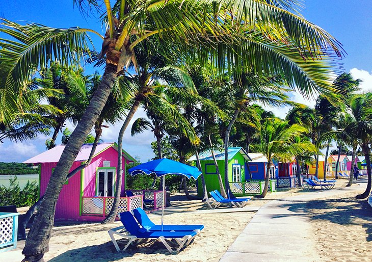 Colorful cabanas on Princess Cays