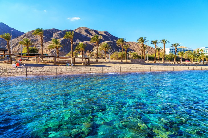 Clear water at the beach in Eilat