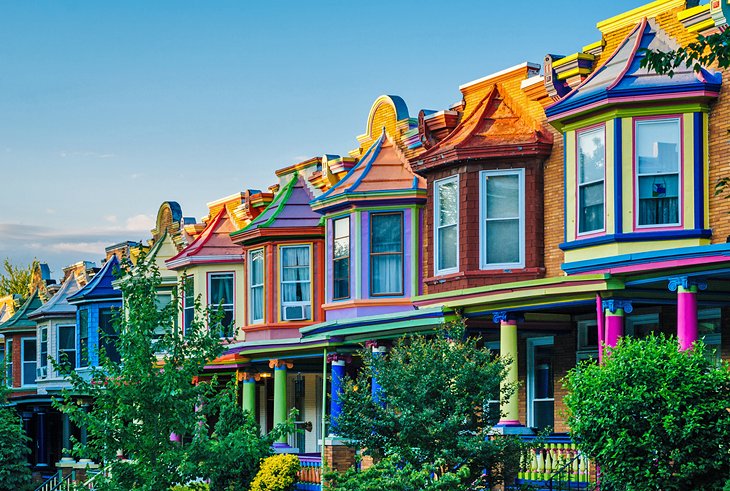 Colorful homes on Guilford Avenue, Balitimore