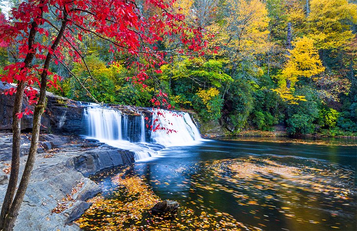 Hooker Falls near Asheville with fall colors
