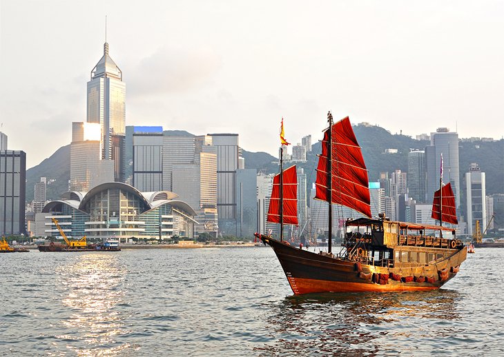 A tourist junk in Victoria Harbour, Hong Kong