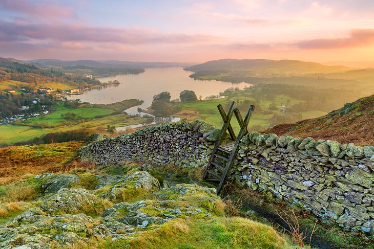 View over Windermere at sunset
