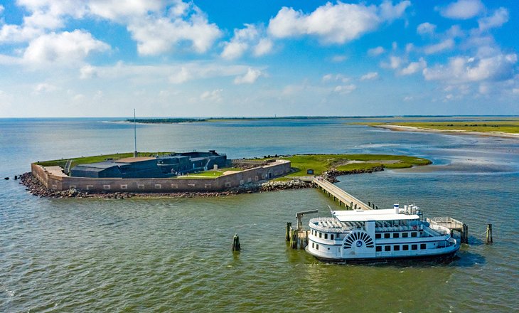 Fort Sumter and a ferry