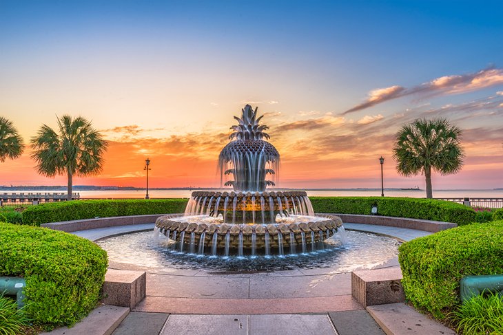 Pineapple fountain in Waterfront Park, Charleston