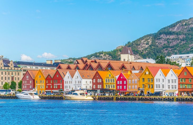 Colorful buildings along the Bryggen wharf