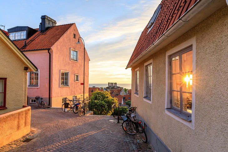 Summer sunset in Visby Old Town, Gotland