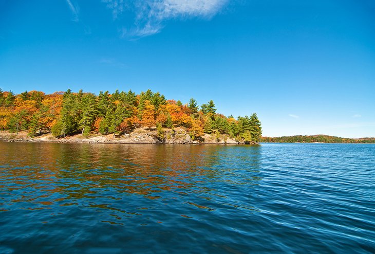 Autumn colors on the shoreline of the Lake of Bays