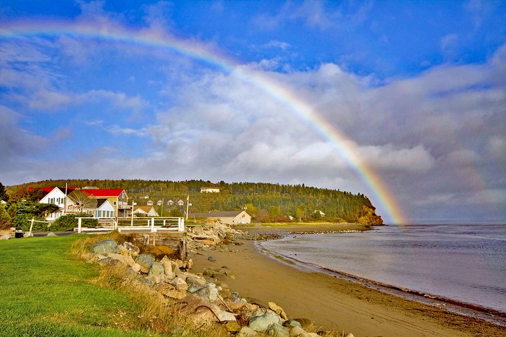 Rainbow over the village of Alma, New Brunswick