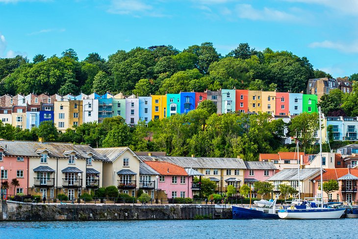 Colorful houses along the Avon River in Bristol