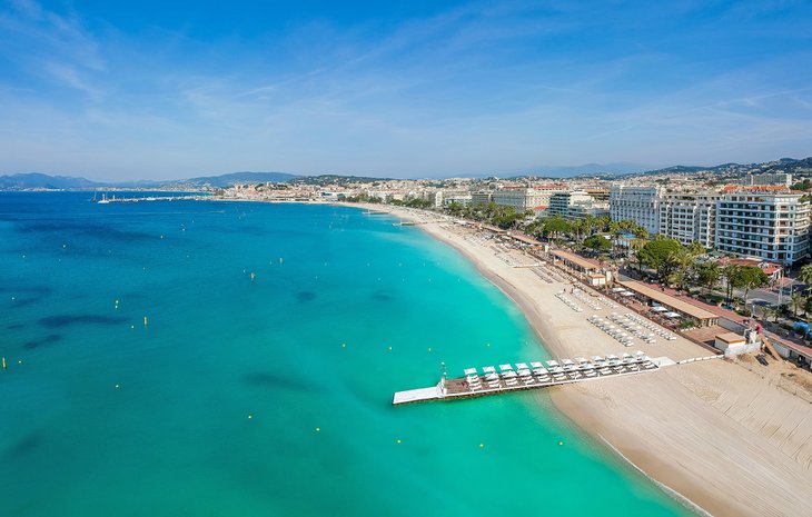 Aerial view of Cannes and the beach