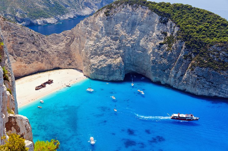 Shipwreck on secluded Navagio Beach