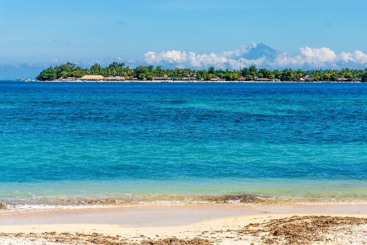 Sire Beach on Lombok with Mt. Rinjani in the distance