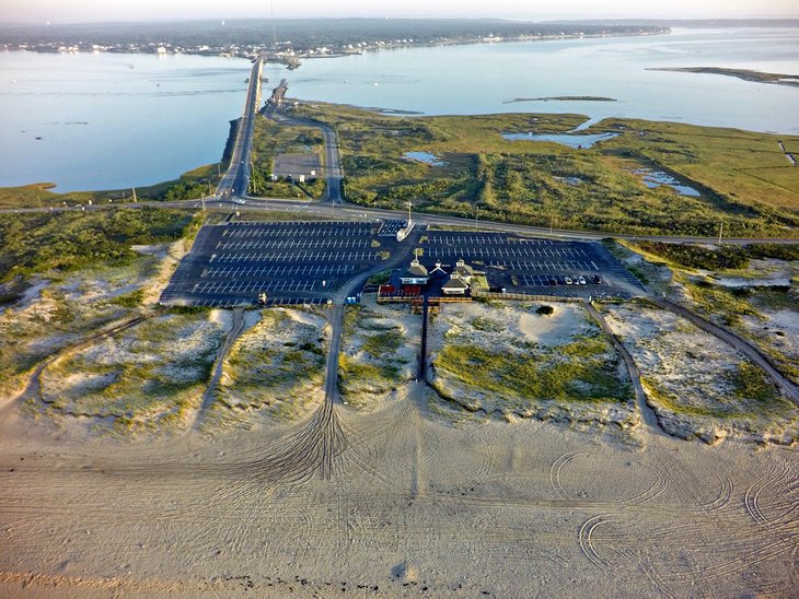 Aerial view of Ponquogue Beach and pavilion