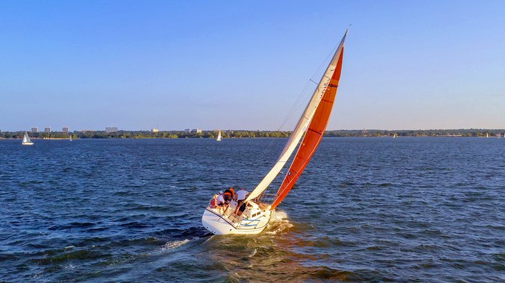 A sailboat on Lake Hefner