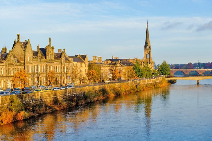 City center of Perth along the River Tay
