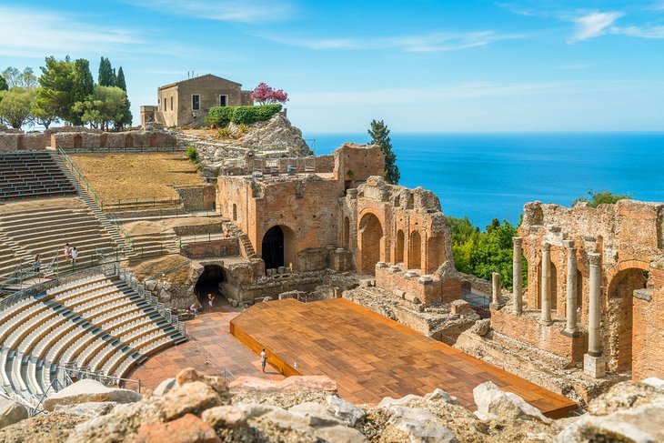 Greek theater ruins in Taormina, Sicily