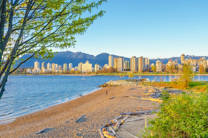 Kitsilano Beach with views of downtown Vancouver