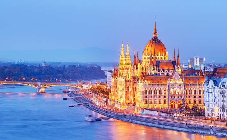 Parliament building and the Danube River in Budapest