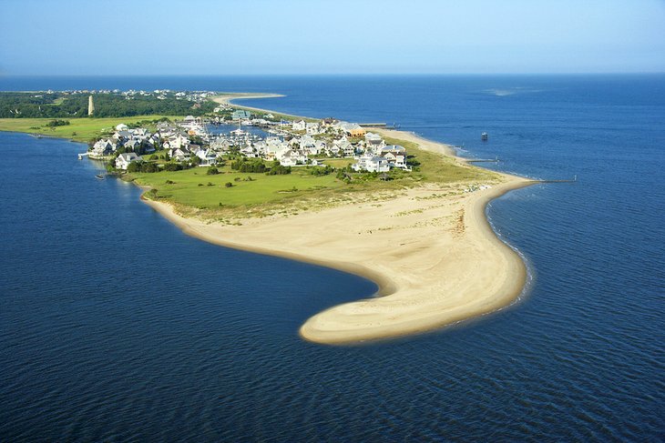 Aerial view of the beach on Bald Head Island