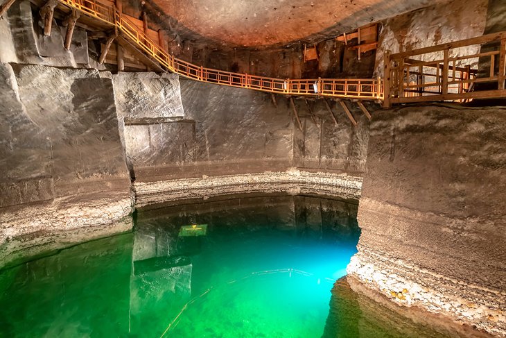 Underground lake in the salt mine of Wieliczka