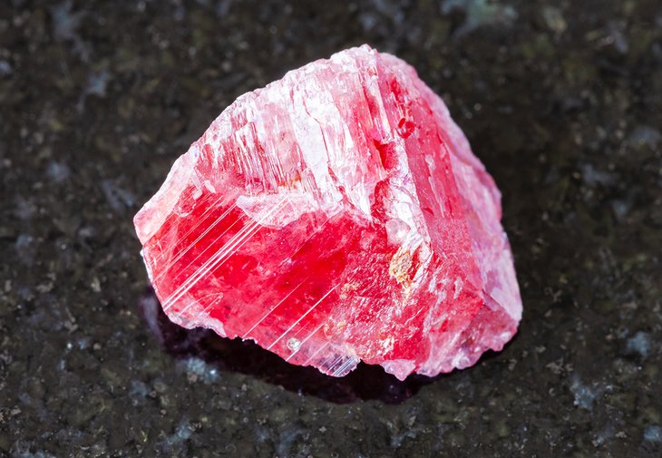 Raw rhodonite crystal from the mines of Minas Gerais