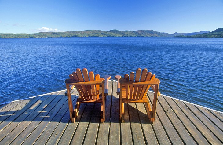Adirondack chairs overlooking Lake George, NY