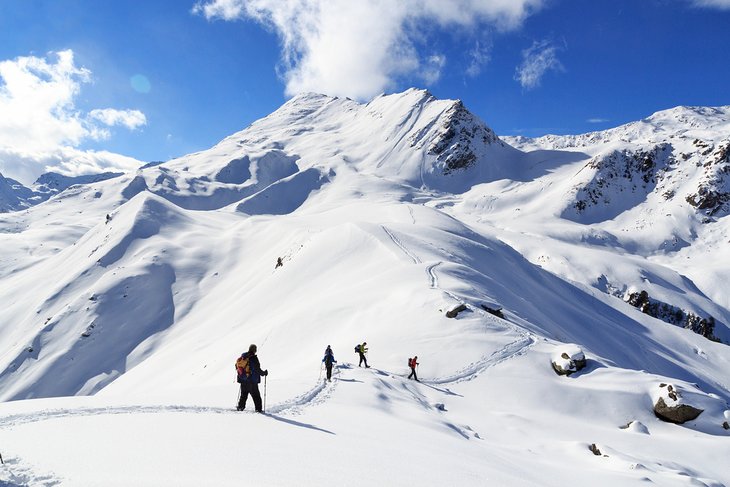Snowshoers in the Stubai Alps, Austria