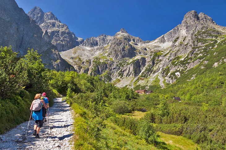 Hikers in the High Tatras mountains
