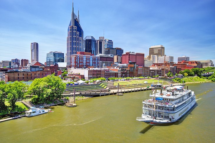 The General Jackson Showboat cruising past Downtown Nashville