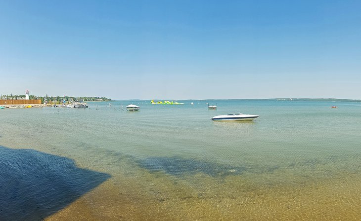Boats and beach on Sylvan Lake