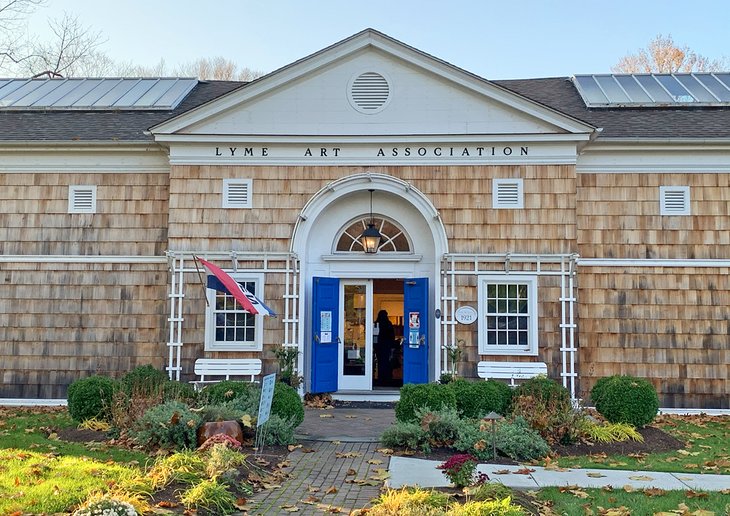 A classic arched entrance welcomes visitors to the Lyme Art Association