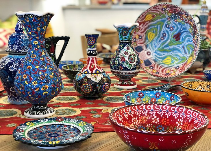 Colorful pottery at Ova Arts in Ojai