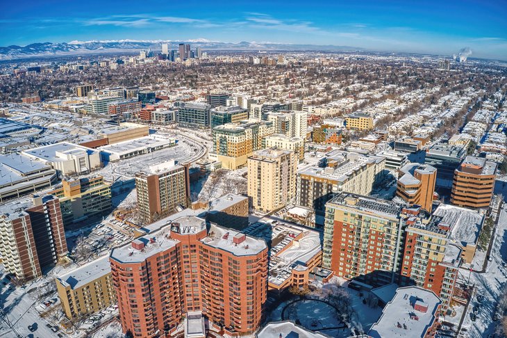 Aerial view over Cherry Creek