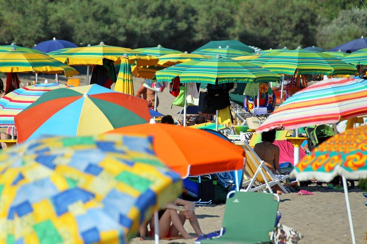 Busy day at the beach in Civitavecchia