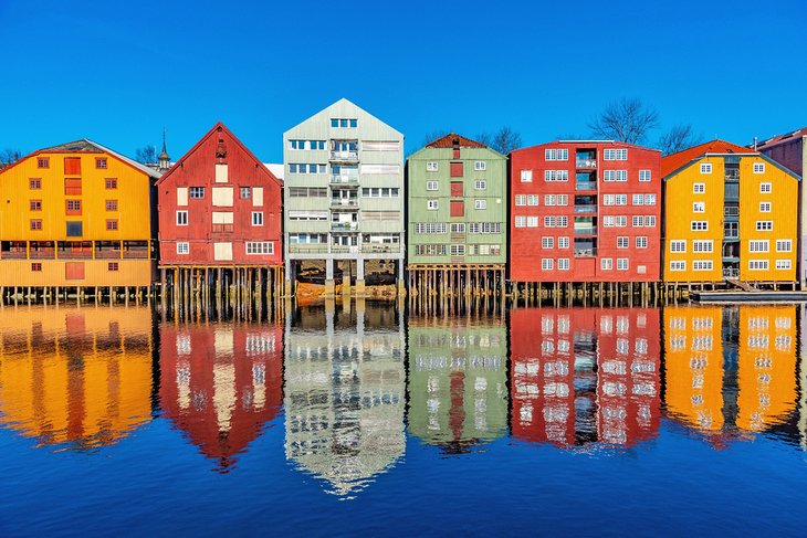 Colorful buildings on the River Nidelv in Trondheim
