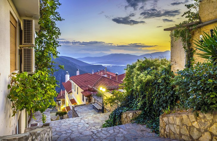 Twilight in the town of Delphi