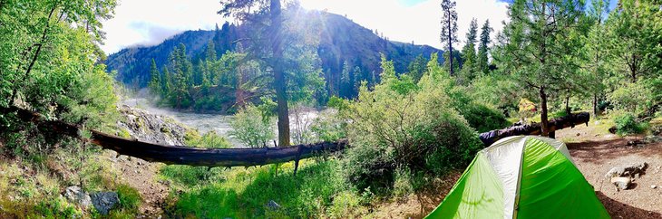 Camping next to the Middle Fork of the Salmon River