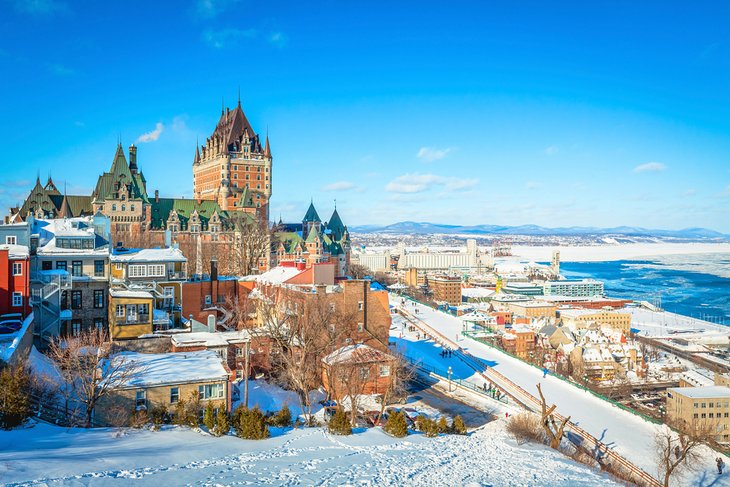 The Chateau Frontenac in Quebec City during winter