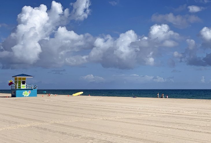 Soft, golden sand welcomes visitors to Pompano Beach