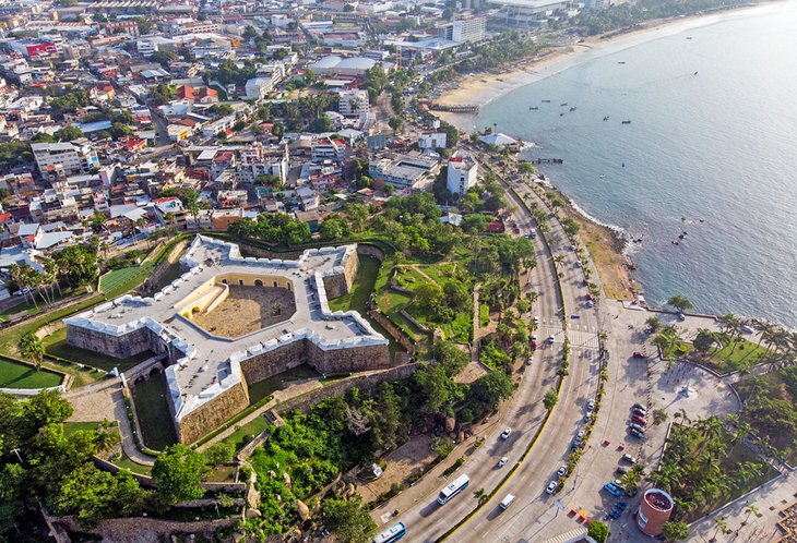 Aerial view of the Fort of San Diego in Acapulco