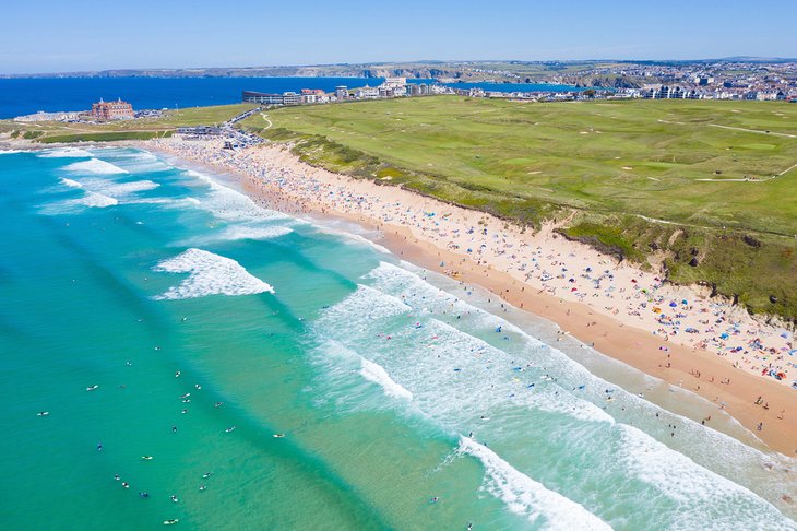 Aerial view of Fistral Beach