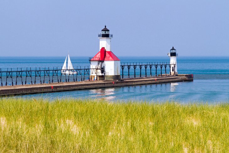 Lighthouses at St. Joseph on Lake Michigan