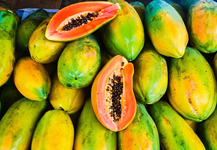 Papayas (pawpaw) for sale at a street market
